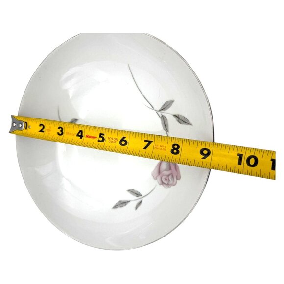 Mikasa Primrose 8194 Fine China Serving Bowl 9" Pink Rose & Silver Trim Elegant - Picture 4 of 5